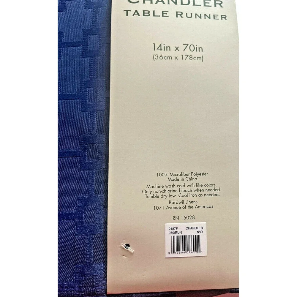 Chandler Table Runner Fabric Cloth Navy Blue Easy Care Spill Proof 14